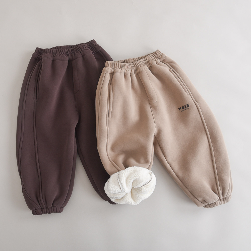 品质赞~儿童一体绒运动裤冬韩版百搭加绒加厚男女童收口休闲卫裤