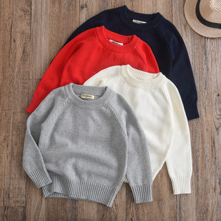 日常好穿~儿童毛衣纯棉春秋冬黑白灰色男童宝宝针织衫中大童 A类