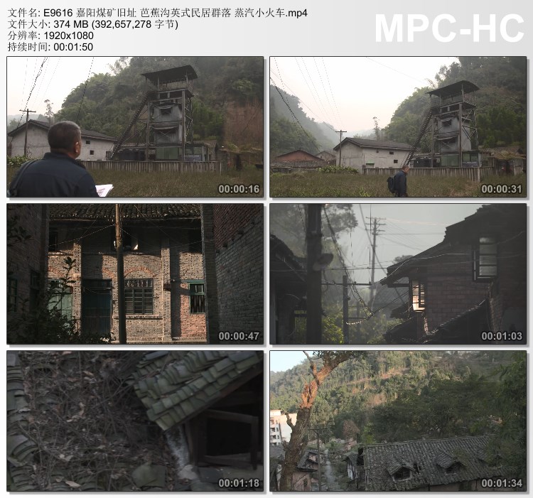 嘉阳煤矿旧址芭蕉沟英式民居群落蒸汽小火车 高清实拍视频素材