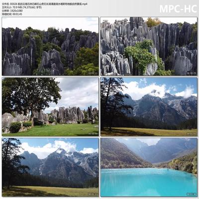 航拍云南石林石峰石山奇石长湖湖水喀斯特地貌景观 高清视频素材
