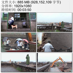 农村强行拆迁房屋 挖掘机钉子户 实拍视频素材