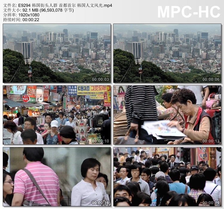 韩国街头人群首都首尔韩国人文风光 高清实拍视频素材