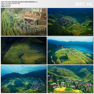航拍广西金坑梯田满山梯田天然水墨画 特别美的梯田 高清视频素材