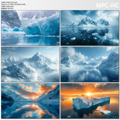 冰川冰盖冰山雪水雪山高山北欧北极圈唯美景色旅游AIGC短视频素材