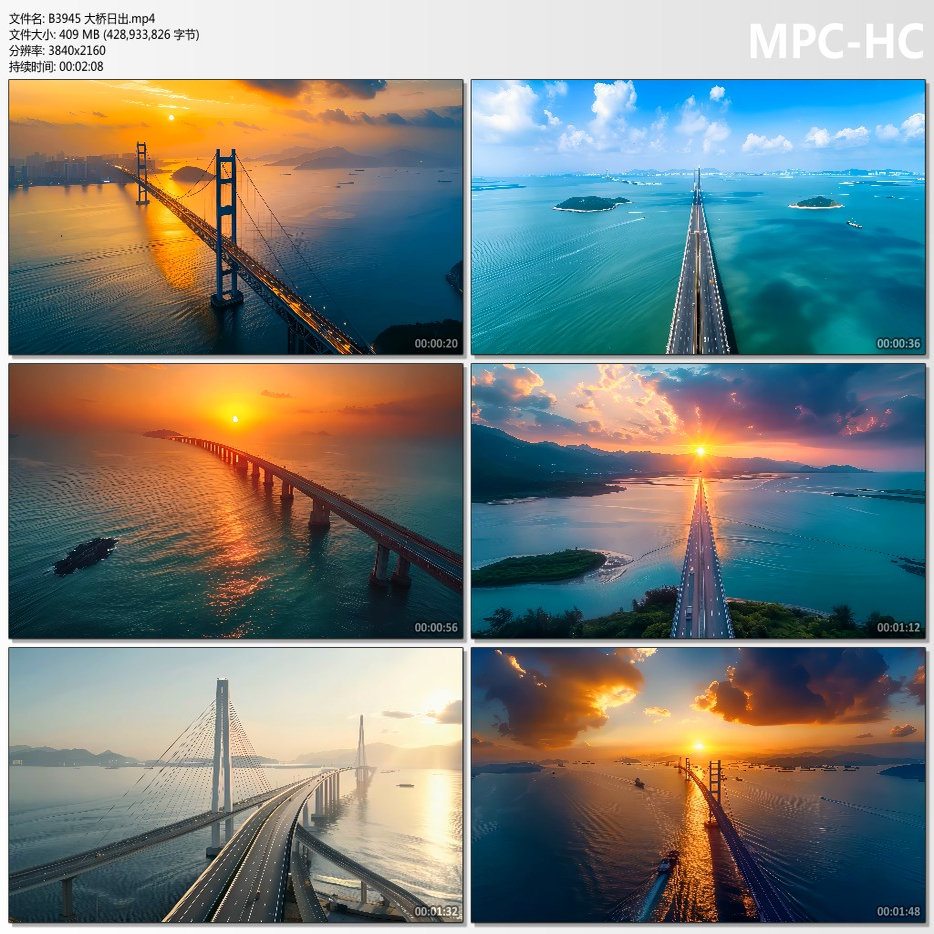 4K港珠澳大桥日出大美盛世中国速度高速桥梁跨海大桥AIGC视频素材