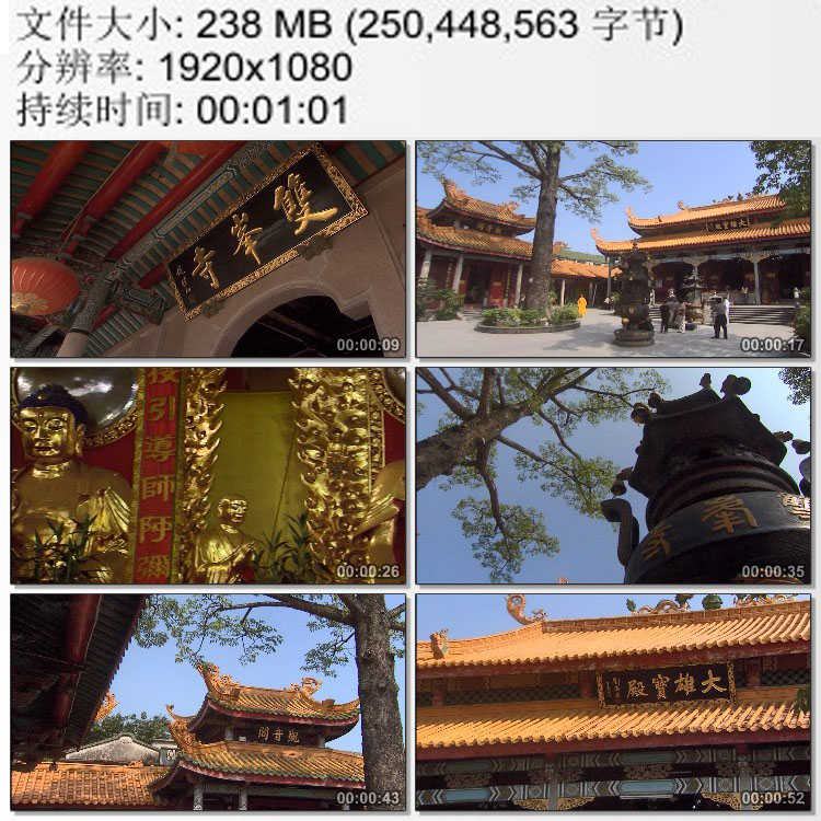 广东揭阳双峰寺寺庙金身泰式信仰高清实拍视频素材