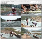 广西农村白发婆婆在河中洗衣 勤劳能干高清视频素材 妇女河边洗菜