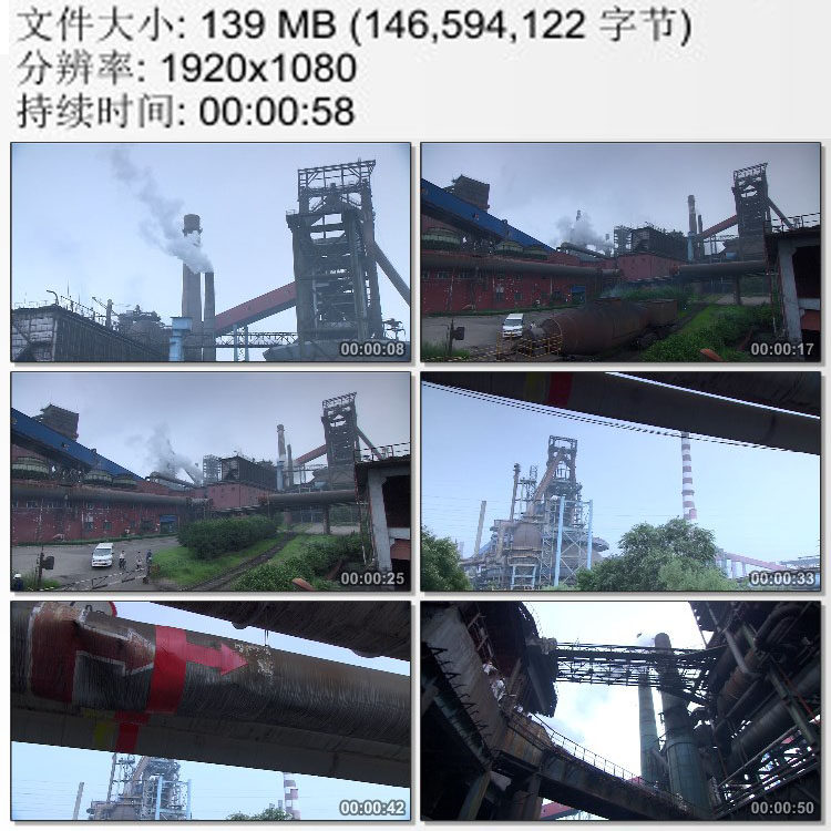 北京钢铁厂 冒白烟的烟囱 厂区小火车 重工业 实拍视频素材