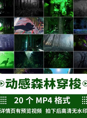 动感节奏森林丛林穿梭奔跑KTV酒吧夜店LED大屏幕背景视频素材