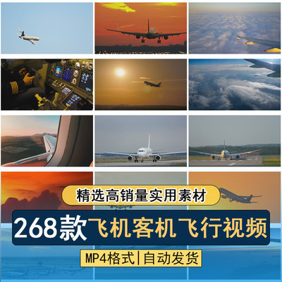 飞机客机空客机场起飞降落空中飞行载客离别旅行空中风景视频素材