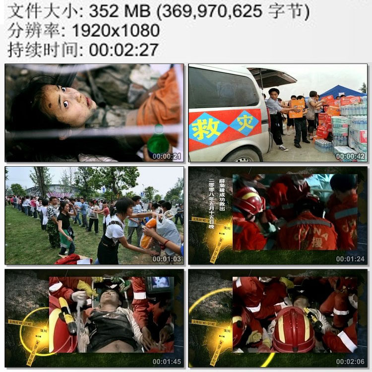 512汶川大地震救援现场可乐男孩 志愿者黄丝带 动态实拍视频素材