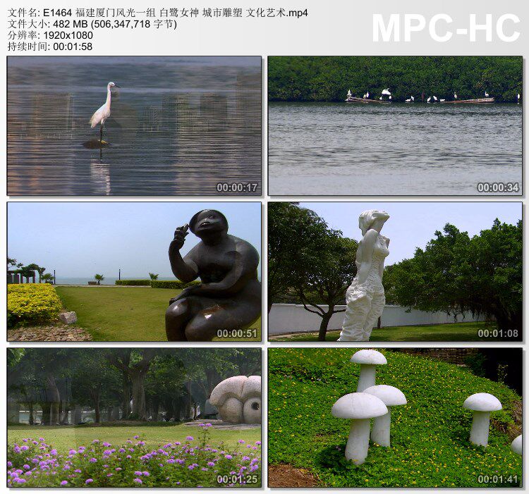 福建厦门城市风光视频 白鹭女神 城市雕塑 文化艺术 实拍视频素材