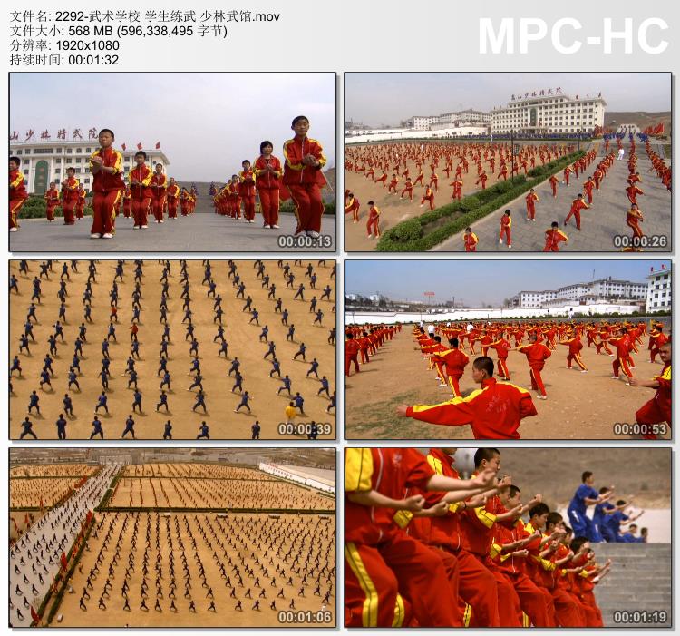 武术学校学生练武 少林武馆 高清实拍视频素材