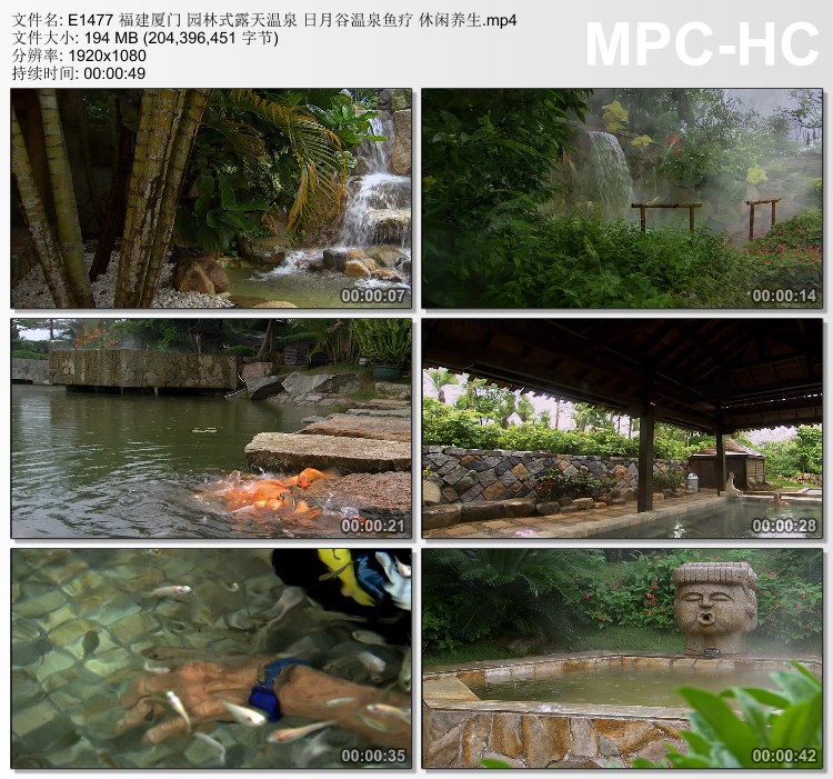 福建厦门园林式露天温泉日月谷温泉鱼疗 休闲养生 实拍视频素材