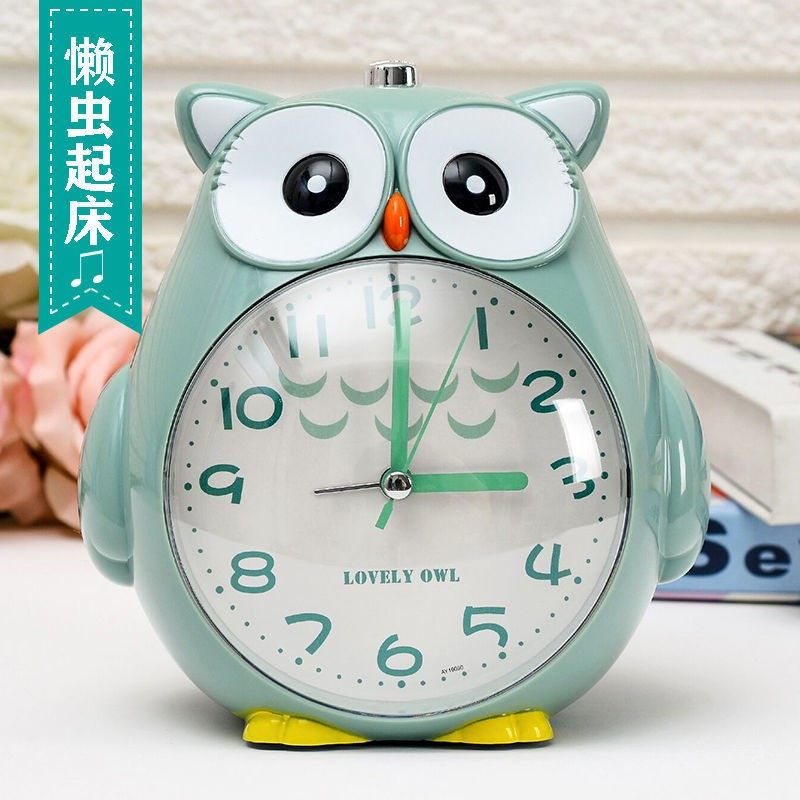 儿童卡通会说话叫懒虫起床音乐创意学生用静音多功能公鸡粉红闹钟