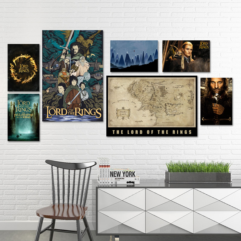 指环王魔戒三部曲电影海报  中土世界魔幻贴画酒吧潮店装饰墙贴纸