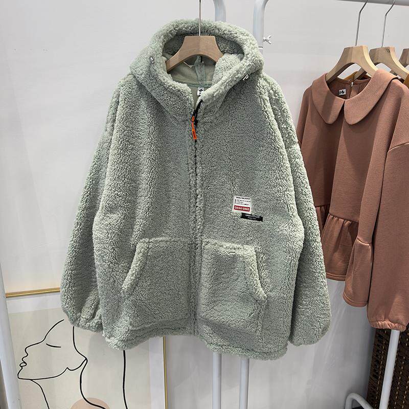 厚实中长款外套仿羊羔毛慵懒