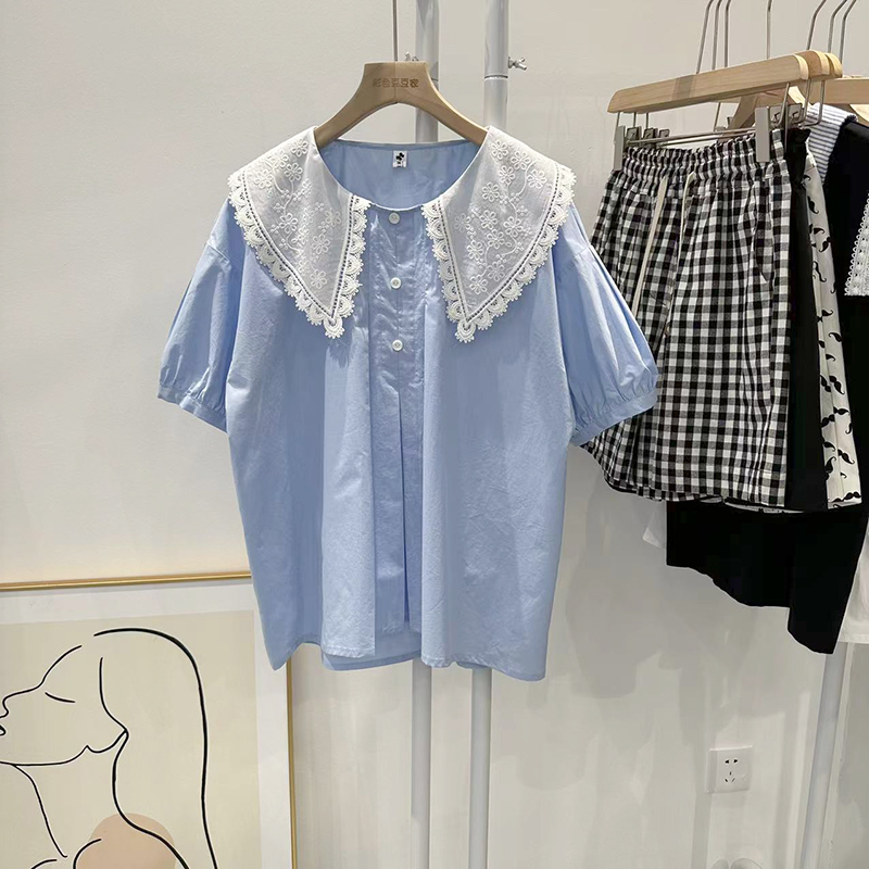 彩色豆豆家宽松百搭套头短袖棉布