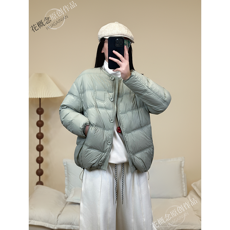 花概念经典圆领面包羽绒服蓬松保暖冬季外套软糯韩系慵懒风羽绒服