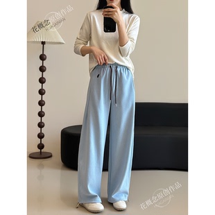 女 通勤百搭休闲直筒裤 花概念2026新款 脚口两穿松紧腰显瘦运动裤