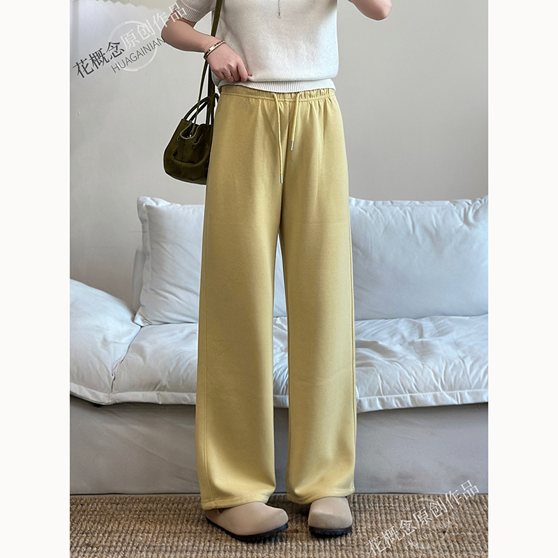 花概念百搭洋气休闲裤女秋季新款宽松休闲口袋直筒卫裤阔腿裤,女装/女士精品,休闲裤,淘宝优惠券,粉丝福利购,淘宝优惠卷