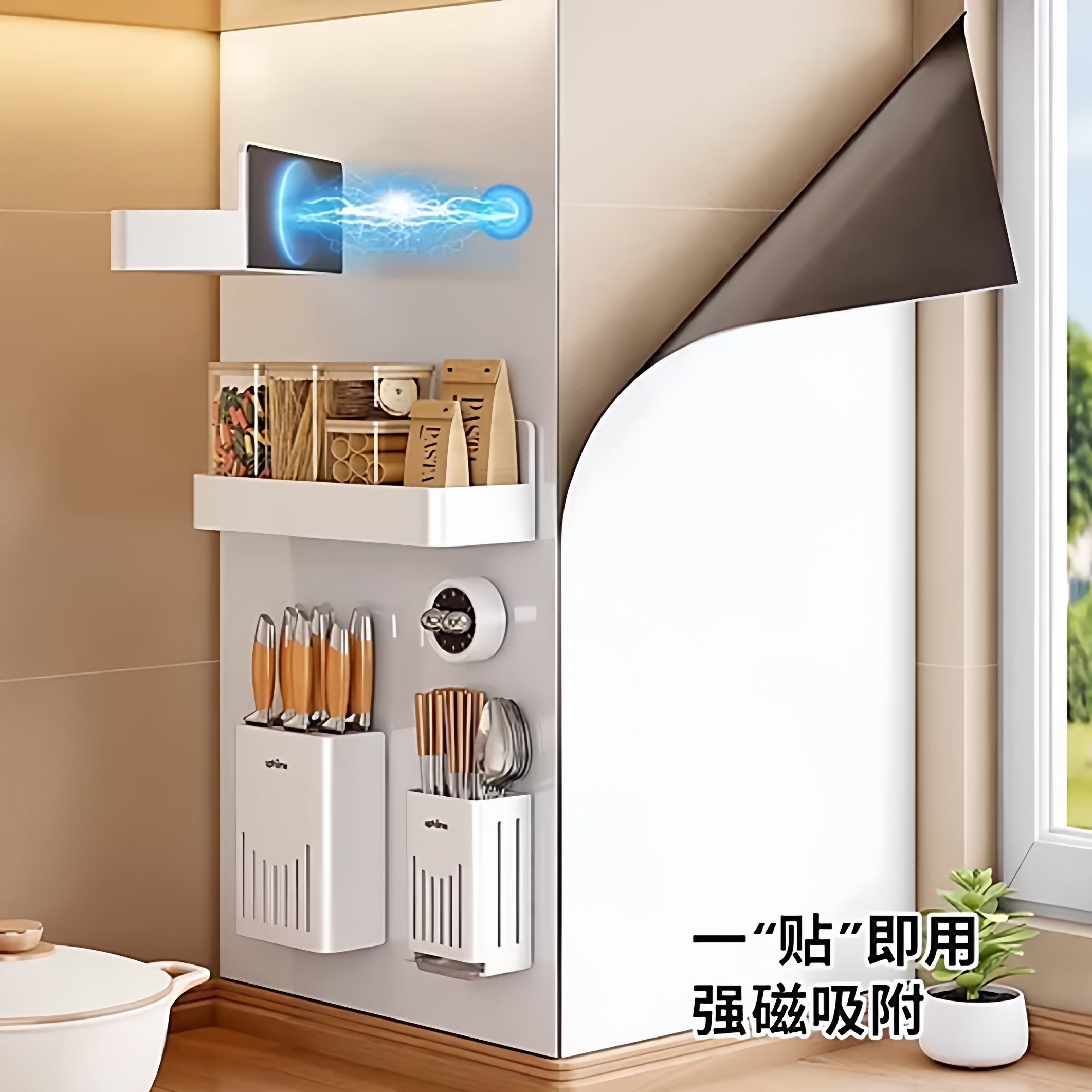 引磁布引磁软布磁吸置物架厨房磁吸板贴片珐琅板平替洞洞免打孔收,收纳整理,磁吸收纳板,淘宝优惠券,粉丝福利购,淘宝优惠卷