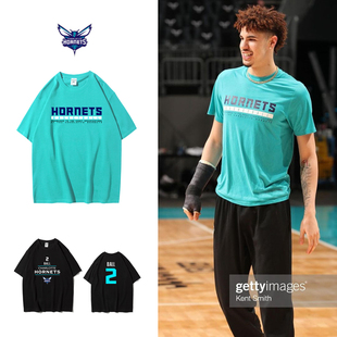 黄蜂队三球球衣拉梅洛鲍尔球哥篮球短袖LaMelo ball 2号城市版t恤