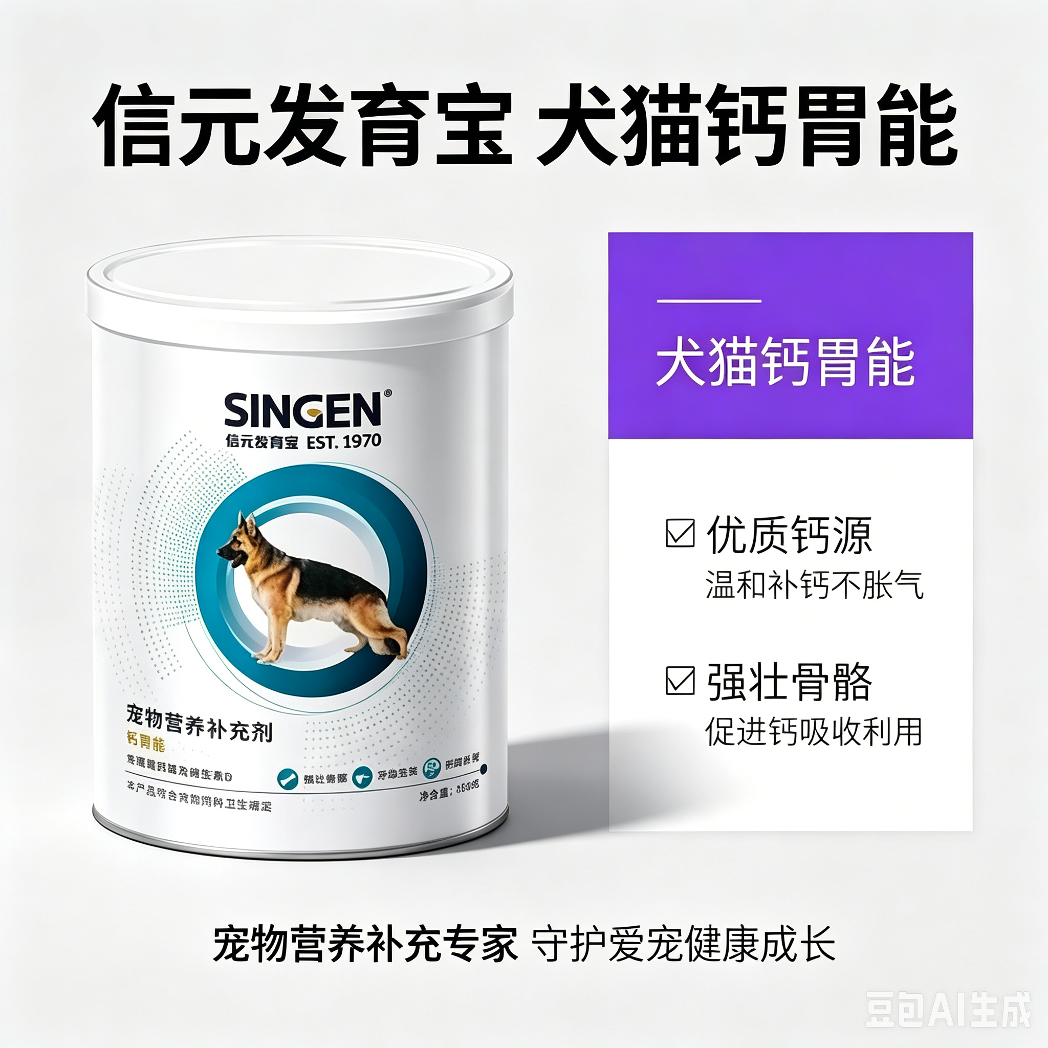 信元发育宝钙胃能450g狗狗幼犬猫咪补钙粉健骨调理肠胃宠物钙磷粉