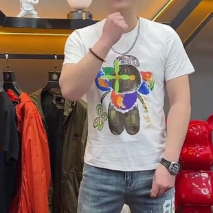 男士 t恤潮流时尚 欧洲站潮牌时尚 短袖 ins超火上衣 个性 涂鸦印花半袖