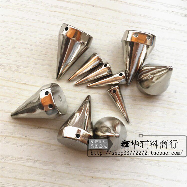 网红手缝大号子弹头圆锥尖钉26mmDIY手工COS铆钉尖锥柳钉配件银色