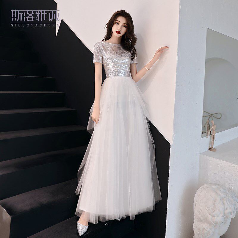 Evening dress skirt 2019 new pattern Spring banquet Noble white Annual meeting birthday temperament have more cash than can be accounted for Show thin Bridesmaid Dressesin the Women's clothing/Boutique , Wedding/Cheongsam/Formal dress , Formal dress/Evening  category - from Buy2taobao.com to provide professional Taobao agent buy service