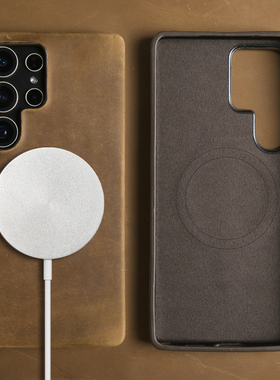 真皮疯马皮适用三星S25Ultra手机壳S24Plus新款高级商务S25+简约小众软皮质S24U牛皮磁吸全包防摔S23FE保护套