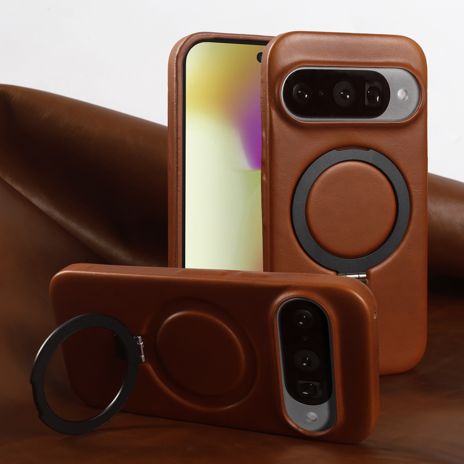 油蜡纹真皮适用谷歌Pixel10Pro手机壳新款pixel9XL高级商务简约小众软皮质8A小牛皮7磁吸支架全包防摔保护套