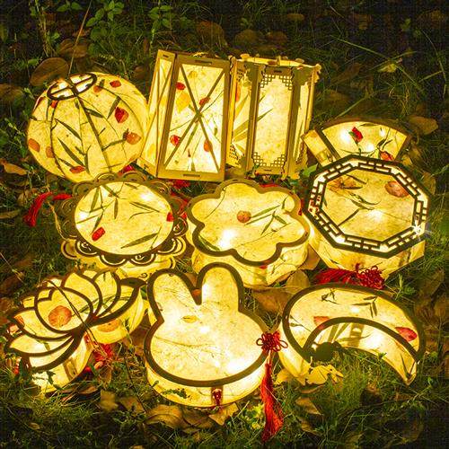 中秋节儿童手工木质灯笼 复古宫灯花草纸灯笼发光灯笼,节庆用品/礼品,灯笼,淘宝优惠券,粉丝福利购,淘宝优惠卷