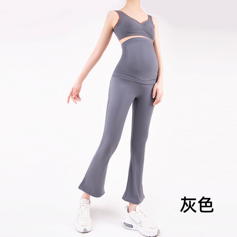 孕妇喇叭鲨鱼裤春秋夏季款打底裤九分无尴尬线无痕瑜伽裤吉靴3502