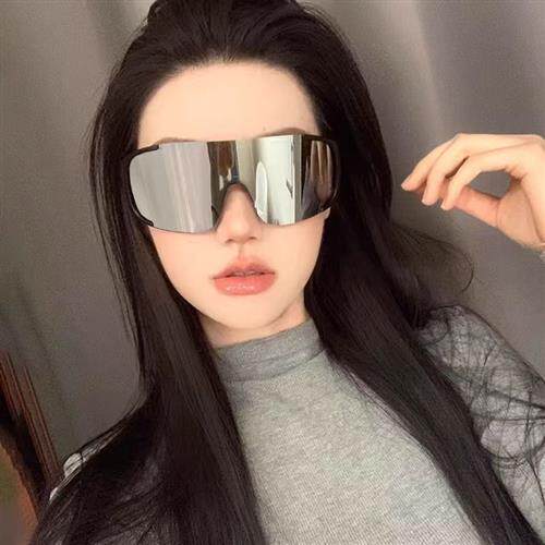 墨镜女登山骑行眼镜个性辣妹连体大框护目镜防风防晒太阳镜男大脸