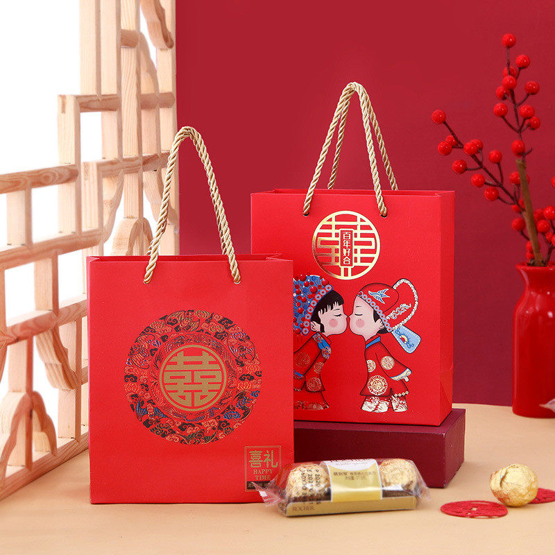 手提袋结婚礼品袋喜糖盒喜糖袋婚庆礼盒装婚礼糖果包装盒回礼袋子