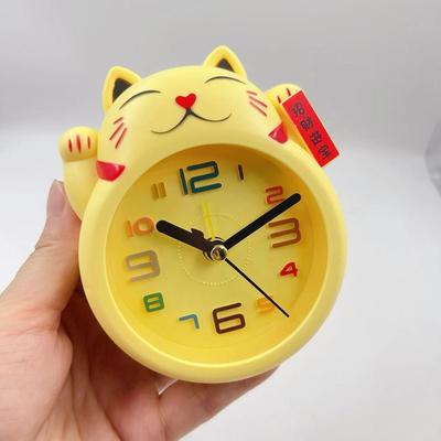 学生桌面床头小闹钟 招财猫闹钟 创意新款时尚迷你桌面台钟义乌批