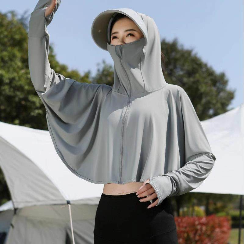 防晒衣女2025夏季新款连帽檐冰丝罩衫骑车户外轻薄款防晒服外套