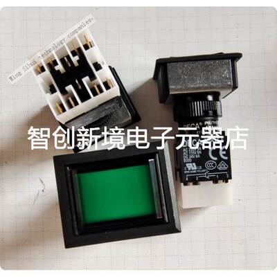 DECA按钮开关绿色长方形ADA16-F自复位带24V LED灯 ADA16S6-MT3