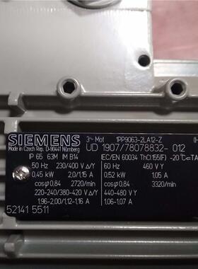 西门子风机电机1PP9063-2LA12-Z 1PP9063-2LA92-Z 0.45KW 2P B14