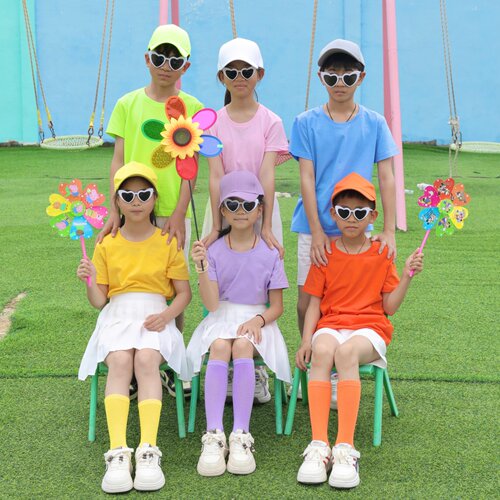 儿童糖果彩色纯棉t恤小学生班服