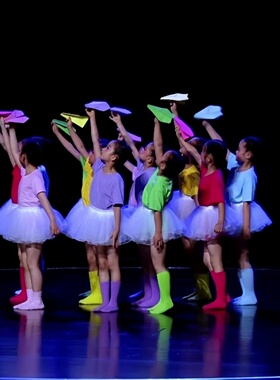 六一男女糖果彩色短袖纯棉表演服纱裙还能孩子多久玩伴儿童舞蹈服