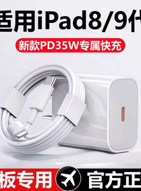 适用iPad8代/9代充电器头快充35W原线装苹果平板ipad9代数据线正品