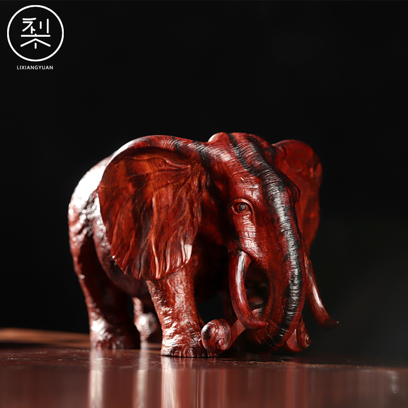 梨香院 大象摆件 印度小叶紫檀木雕工艺品复古中国风手工雕刻小件