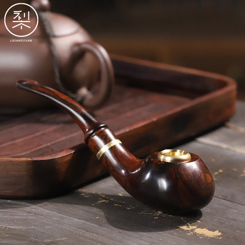 紫油梨满纹德式烟斗手把件