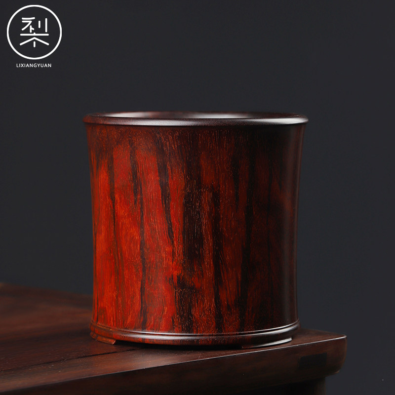 梨香院 笔筒摆件 印度小叶紫檀大口径木雕工艺品复古中国风谢师礼