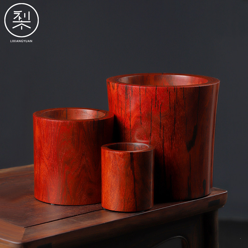 梨香院 子母笔筒套装三个 印度小叶紫檀木雕工艺品复古中国风中式