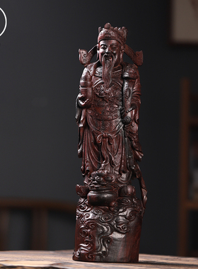 印度小叶紫檀财神摆件红木
