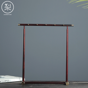 梨香院 印度小叶紫檀木笔架 复古中国风铜木毛笔挂书房高档红木质